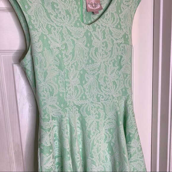 Anthropologie Romeo + Juliet Couture Mint Green Lace Skater Dress Size Medium - Picture 10 of 11